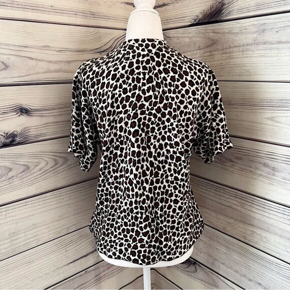 Vintage Animal Print Short Sleeve Sweater Top - Picture 5 of 7